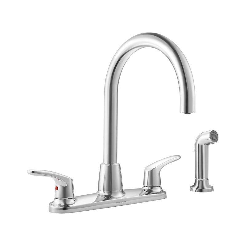 American Standard 7074551.002 Colony Pro Two-Handle High-Arc Kitchen Faucet with Spray In, Polished Chrome - Image 1